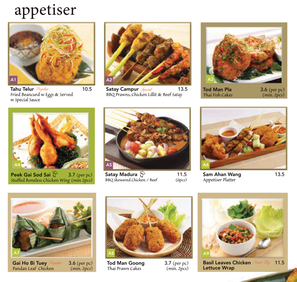 Bali Thai Menu Singapore Appetiser