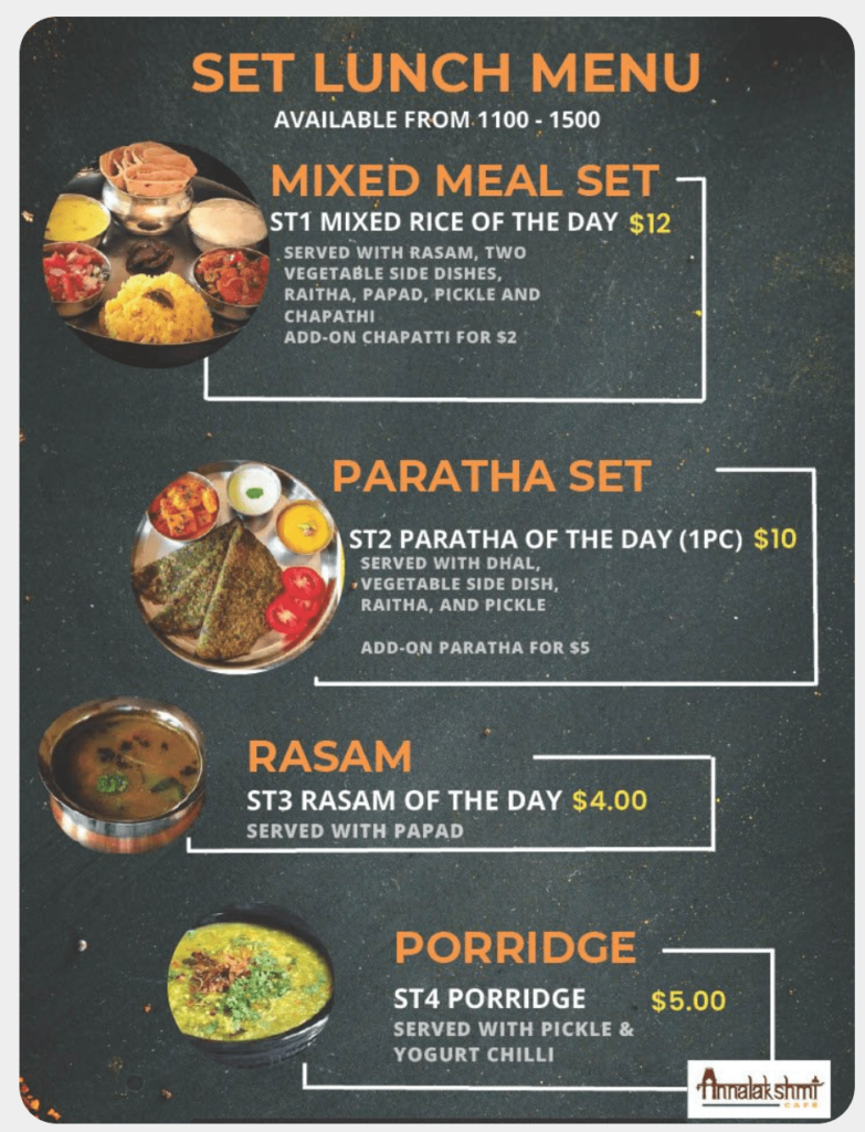 Annalakshmim Menu