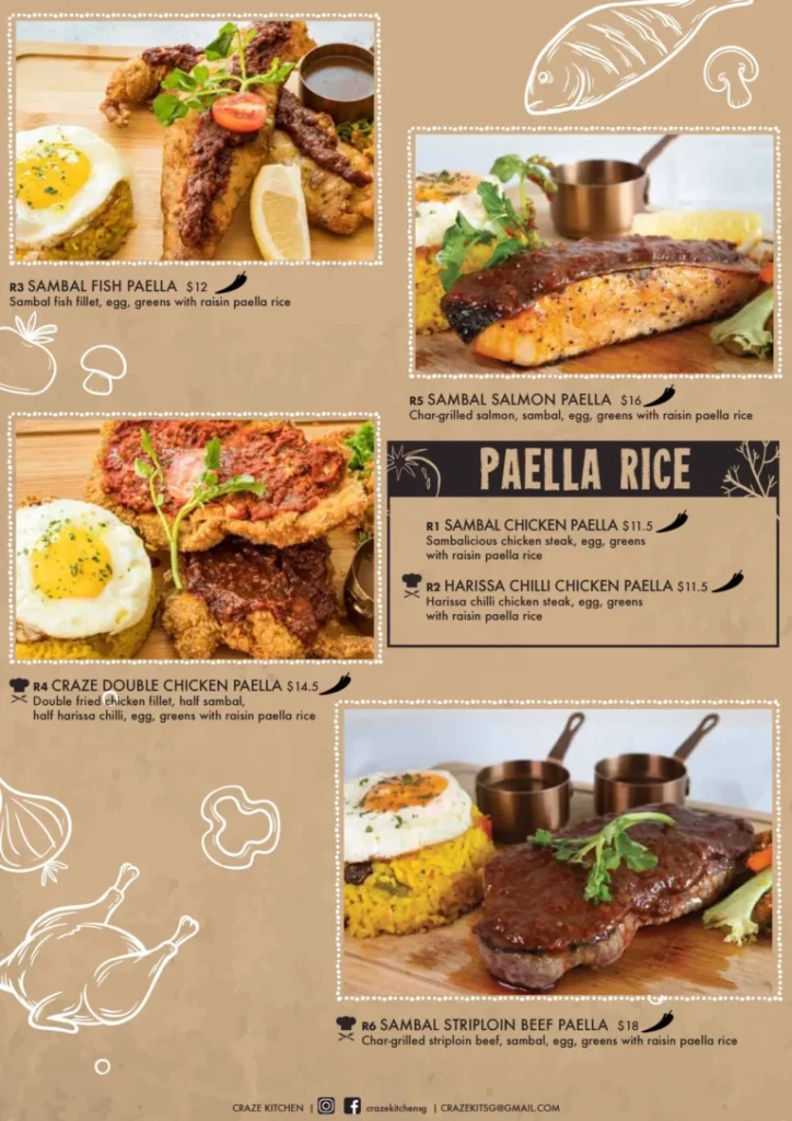 CRAZE KITCHEN MENU SINGAPORE