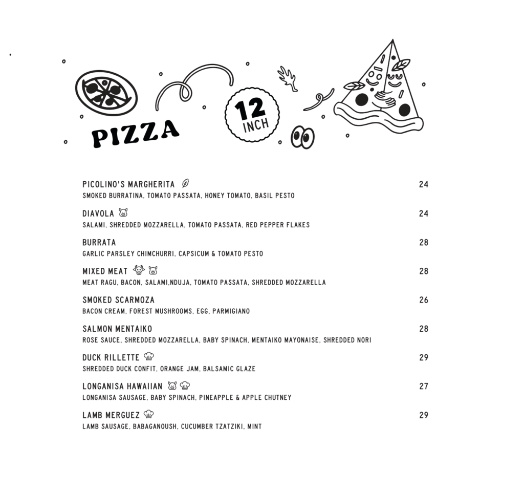 PICOLINO MENU PIZZA PRICES