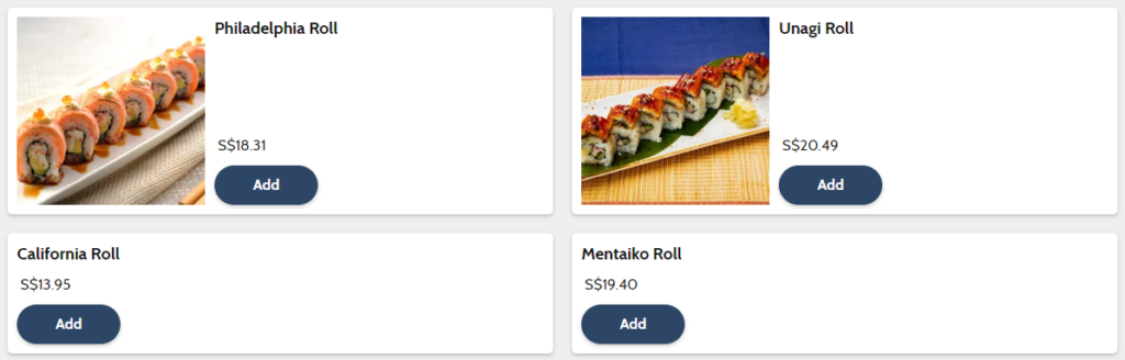 UNA UNA SINGAPORE MENU ROLLS PRICE