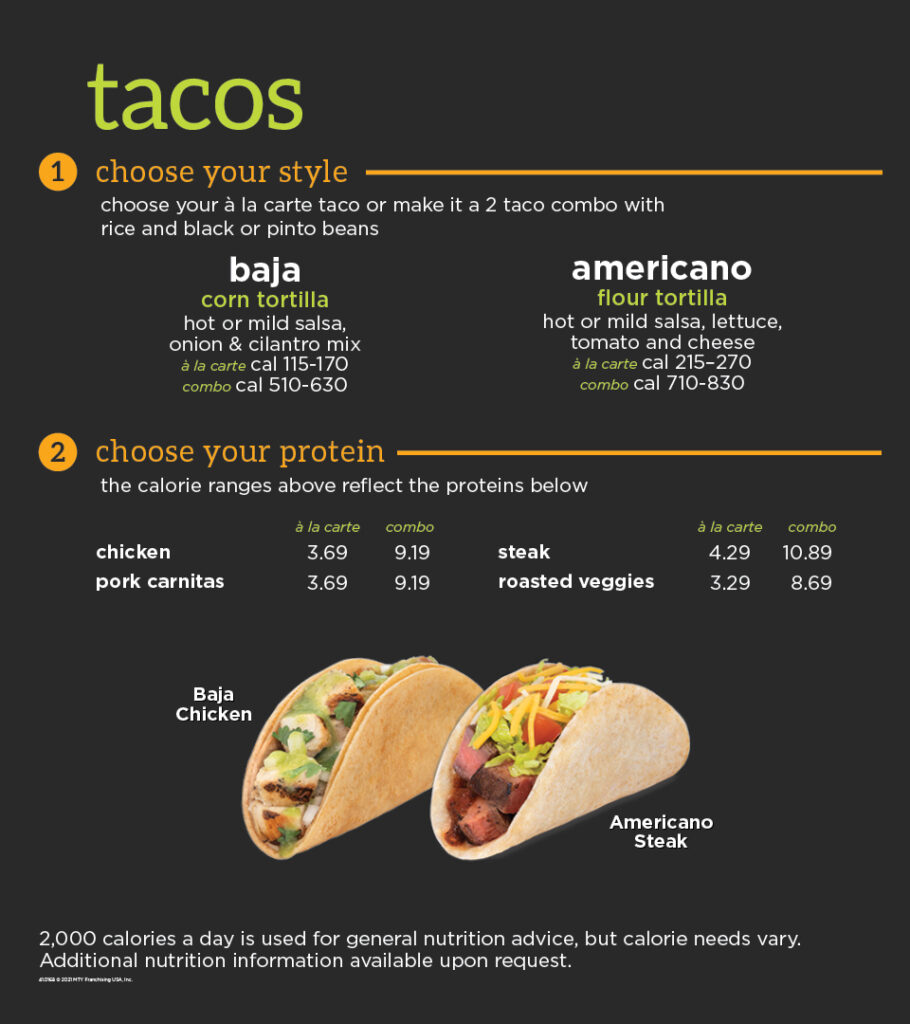 Baja Fresh Singapore Menu Tacos Prices