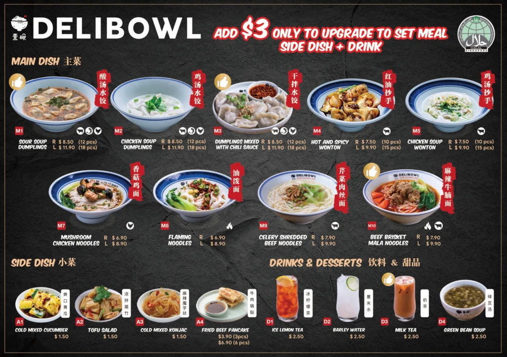 Delibowl Rice Bowl Singapore Menu