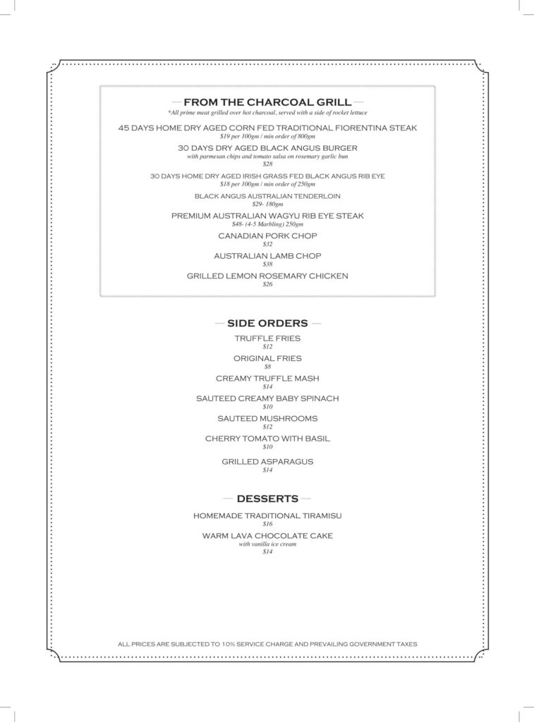 District 10 Singapore Menu