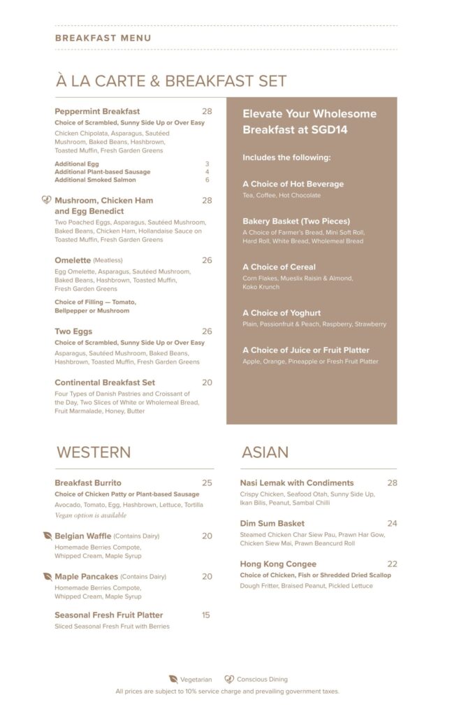 Peppermint Menu Singapore