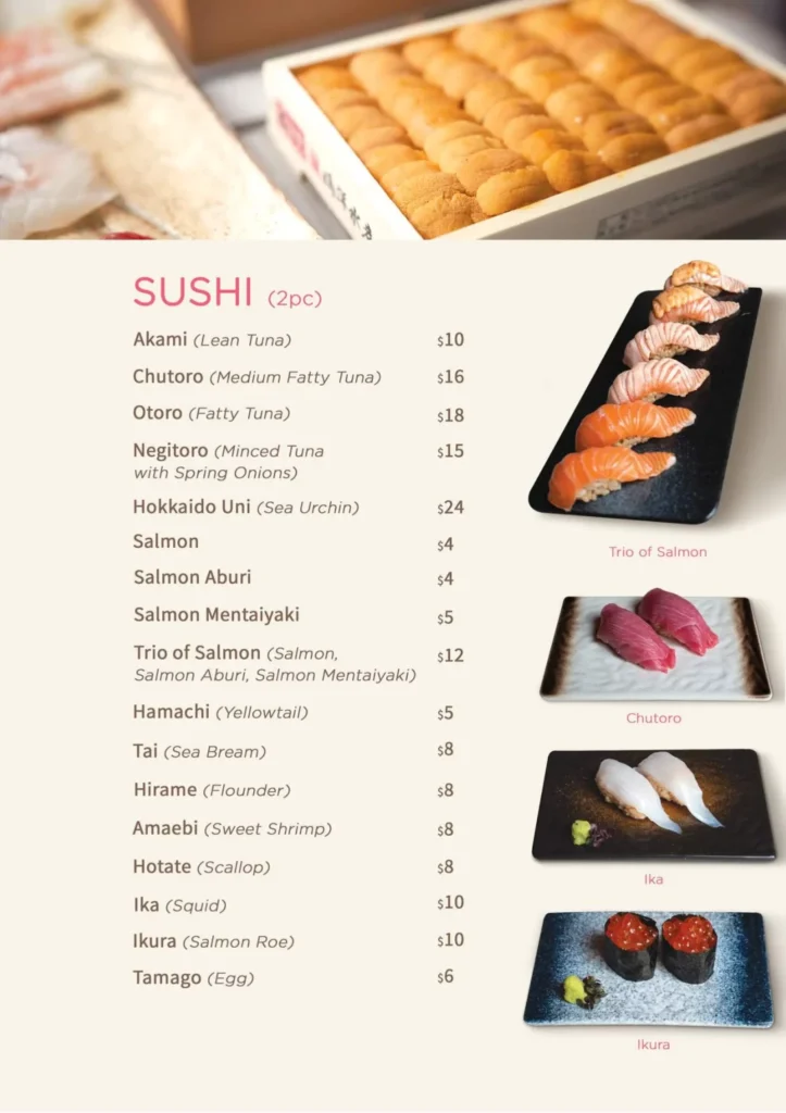 Sushi Menu