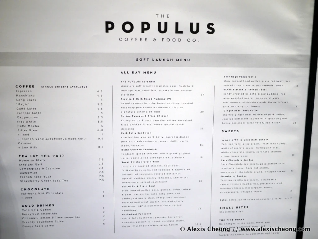 THE POPULUS MENU SINGAPORE