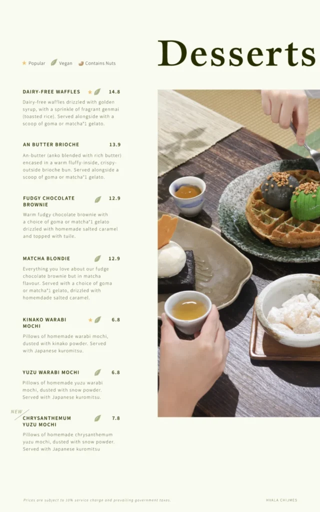 HVALA DESSERTS MENU WITH PRICES